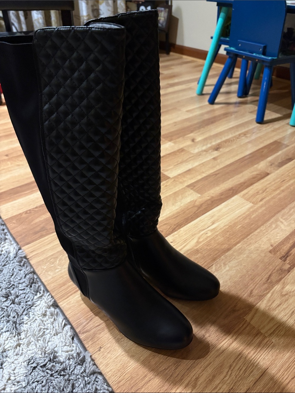 Quilted Over-the-Knee Black Women's Riding Boots